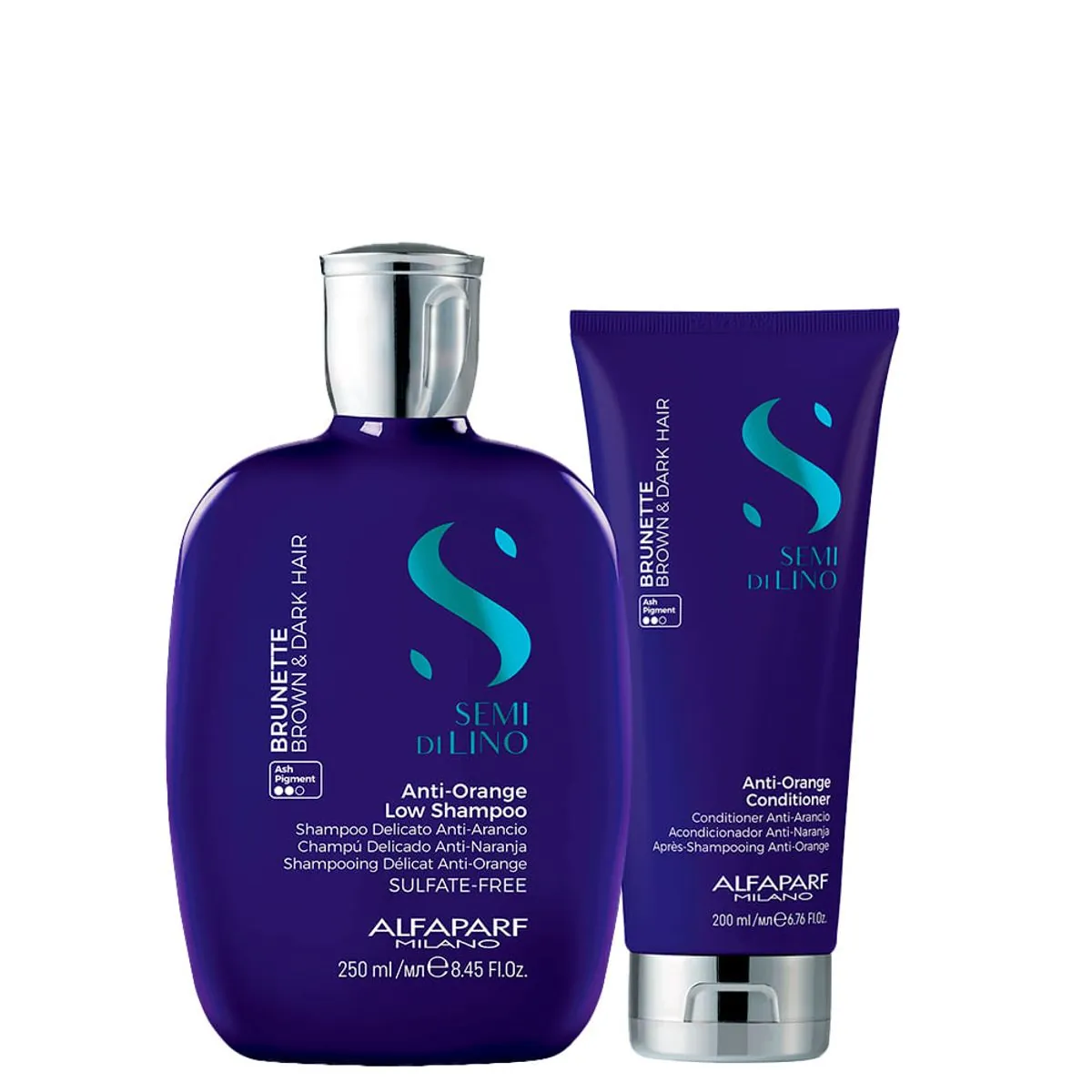 Kit Alfaparf Milano Professional Semi Di Lino Brunette Anti-Orange - Shampoo 250 ml + Condicionador