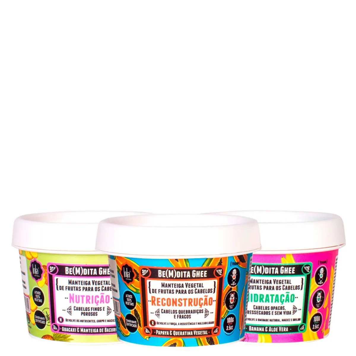 Kit Lola Cosmetics - Máscara de Hidratação 100 g + Máscara de Nutrição 100 g + Máscara de Reconstruç