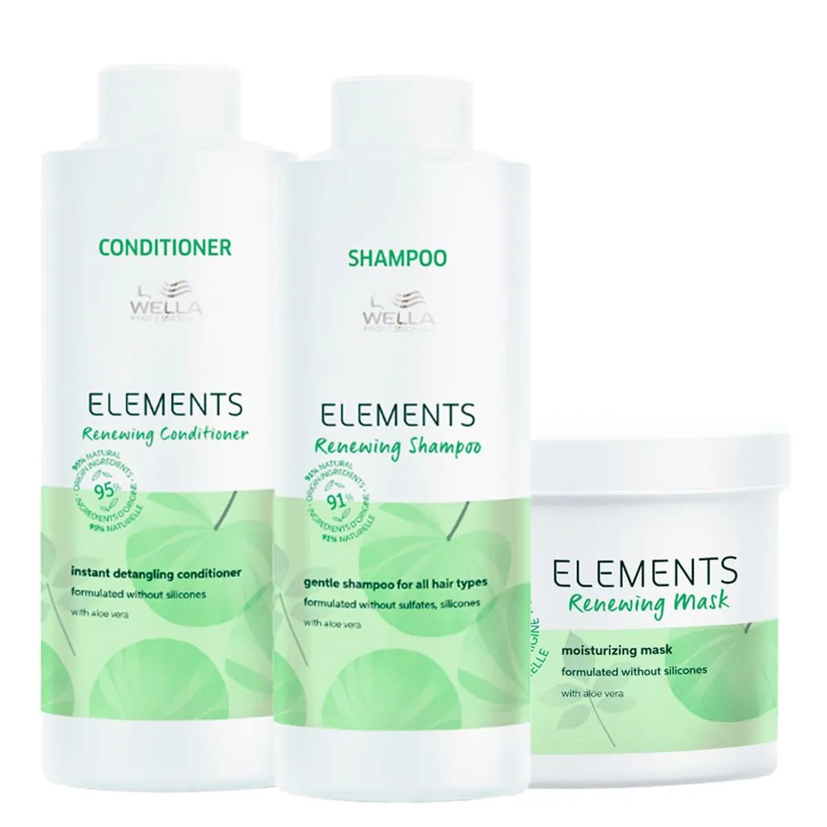 Kit Wella Professionals Elements Renewing - Shampoo 1000 ml + Condicionador 1000 ml + Máscara 500 m