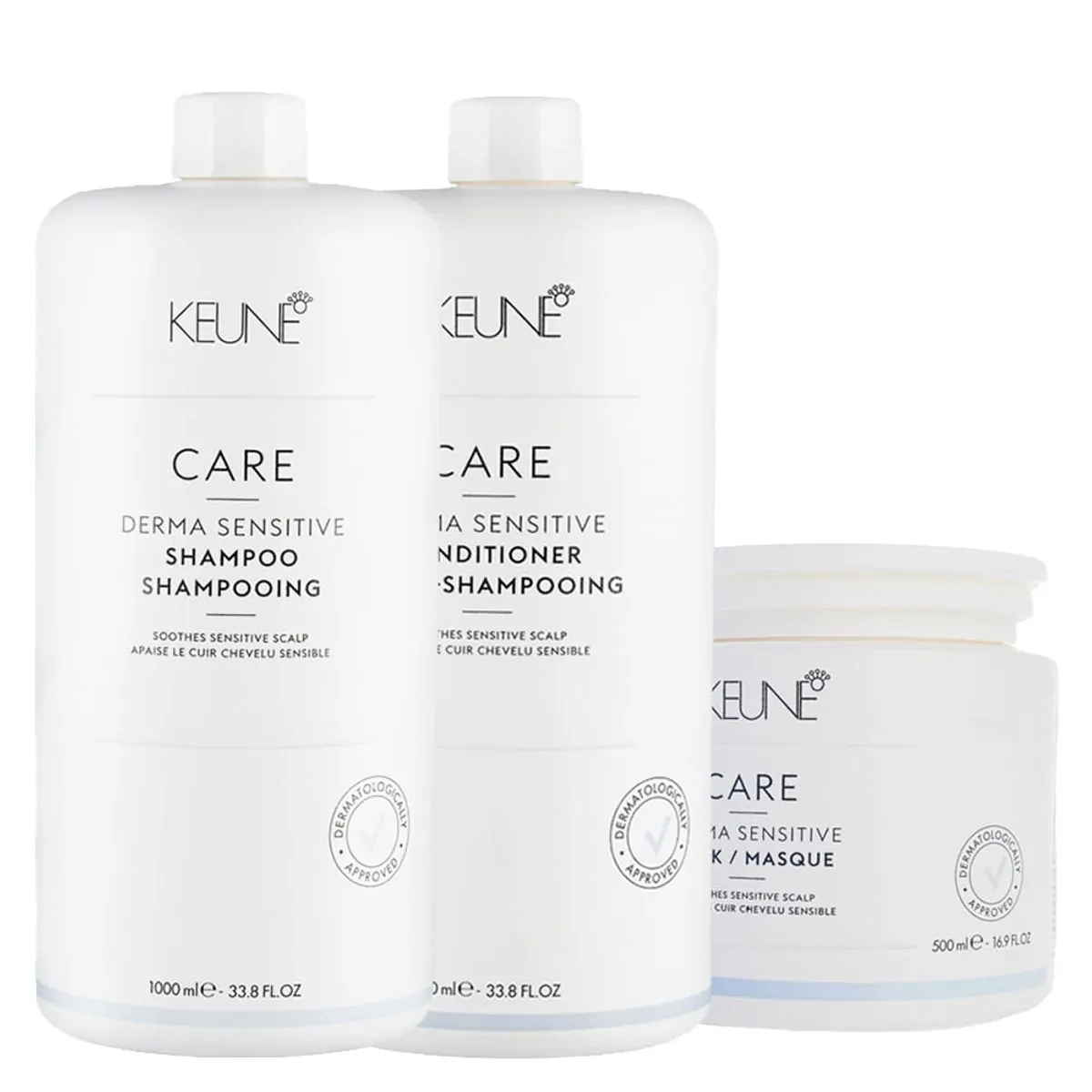 Kit Capilar Keune Derma Sensitive - Shampoo 1000 ml + Condicionador 1000 ml + Mascara de Hidratação