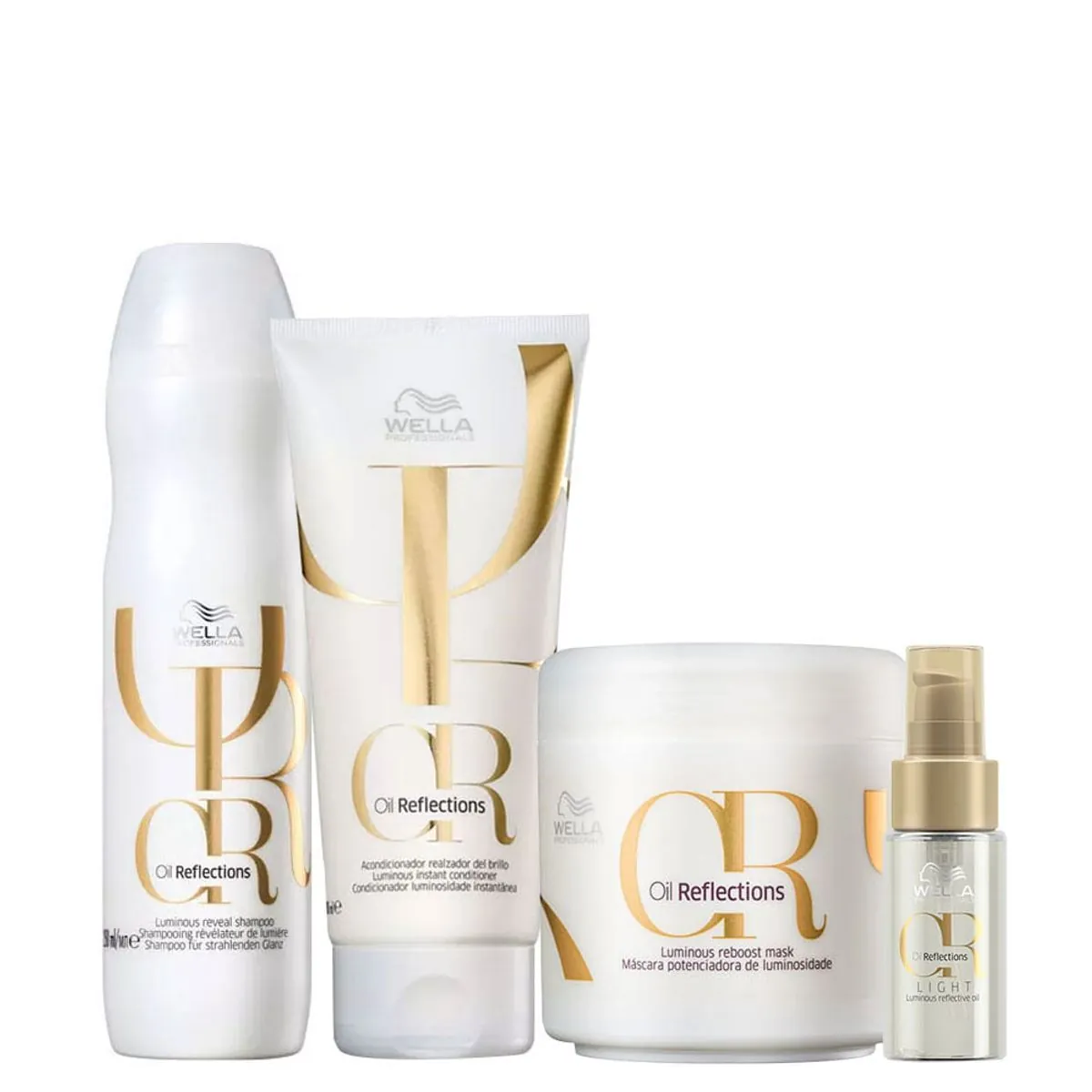 Kit Wella Oil Reflections - Shampoo 250 ml + Condicionador 200 ml + Máscara 150 ml + Óleo Light 30