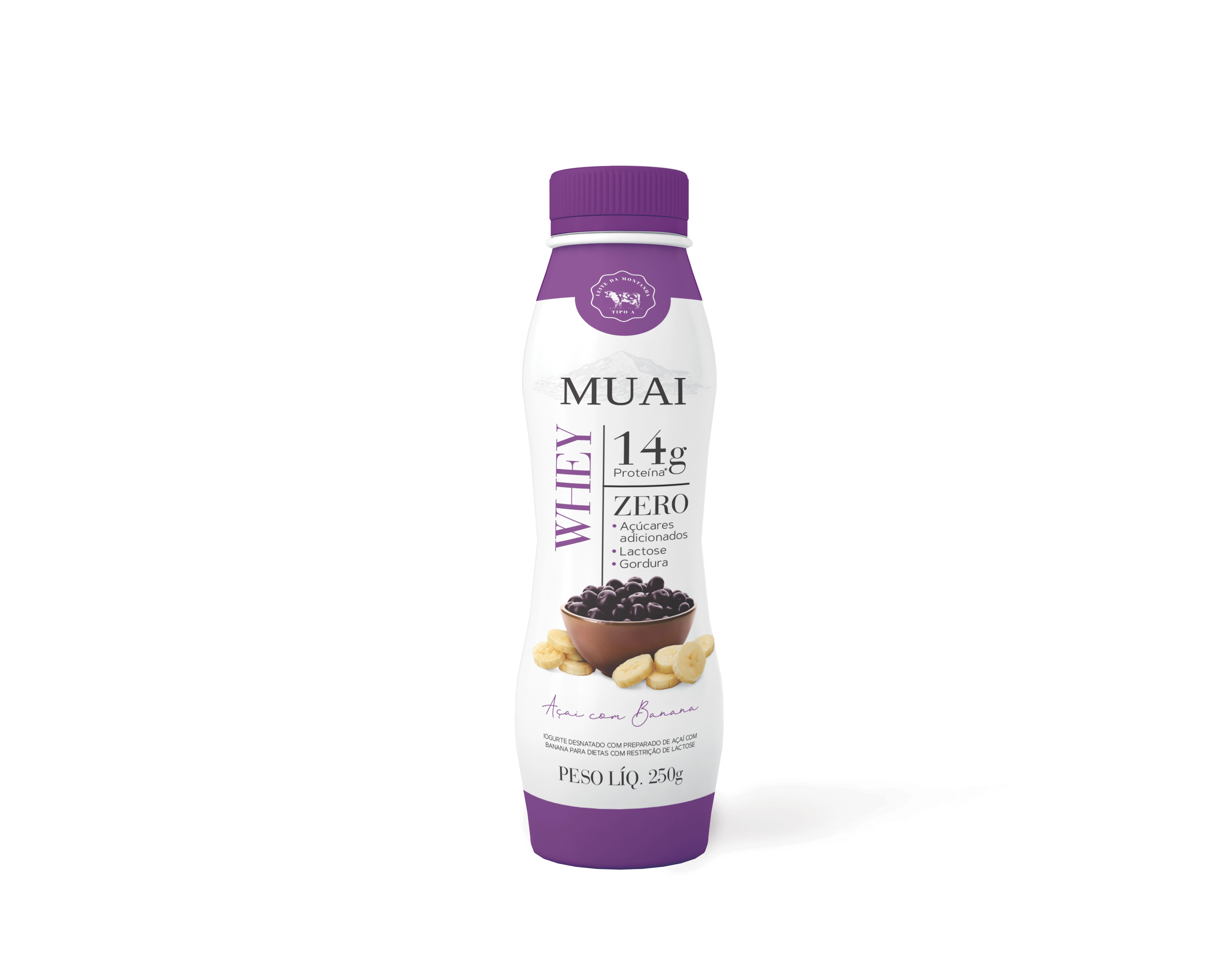 Iogurte Desnatado Muai Whey Zero Lactose Acai C/banana 250g