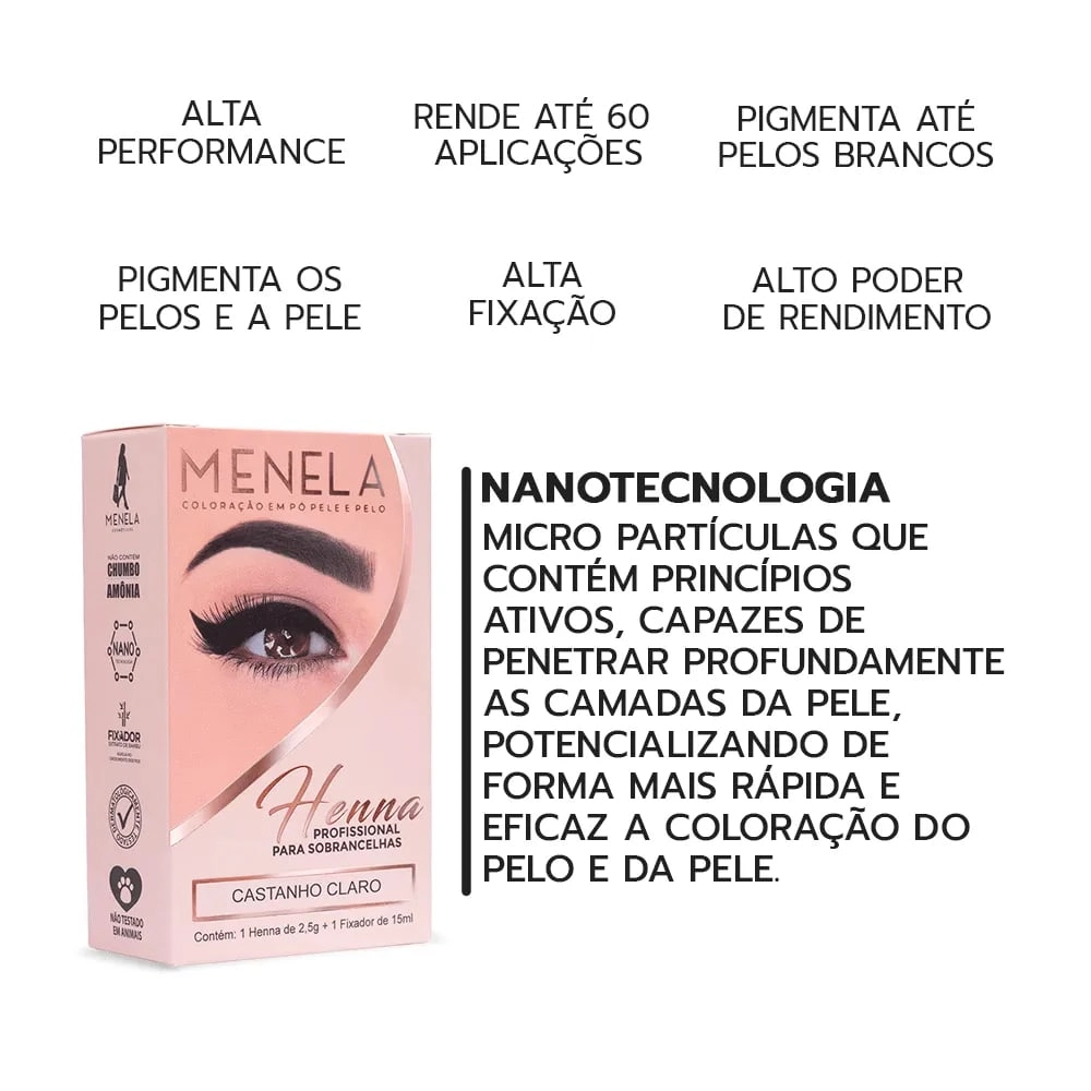 Kit Henna P/sobrancelhas Menela 2,5g Preto