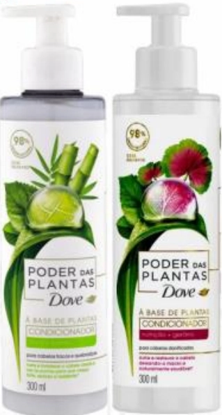 Kit Dove 2 Cond 300ml Poder Plantas Bambu Geranio