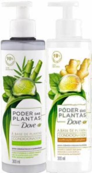 Kit Dove 2 Cond 300ml Poder Plantas Bambu Gengibre