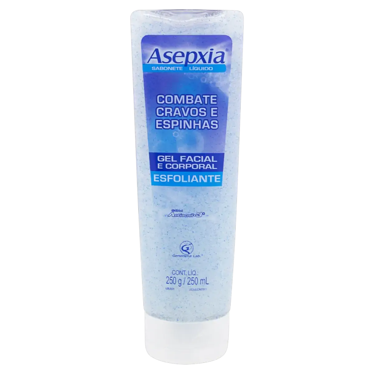 Sabonete Líquido Anti Cravos E Espinhas Esfoliante Facial E Corporal Asepxia Bisnaga 250ml