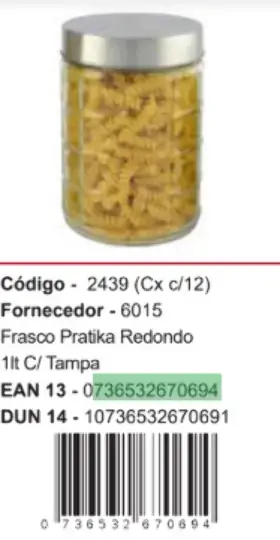 Frasco Redondo Pratika 1l C/tampa