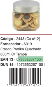 Frasco Quadrado Pratika 800ml C/tampa