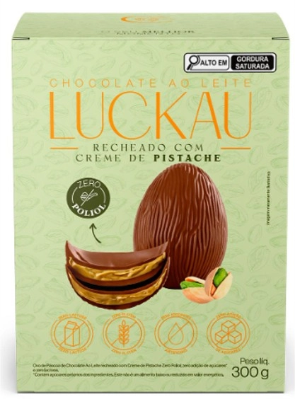 Ovo Pascoa Luckau Choc Ao Leite C/creme Pistache 300g
