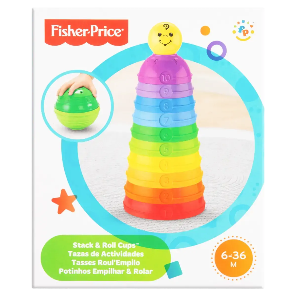 Brinquedo Para Bebê Potinhos Empilhar Rolar Fisher Price