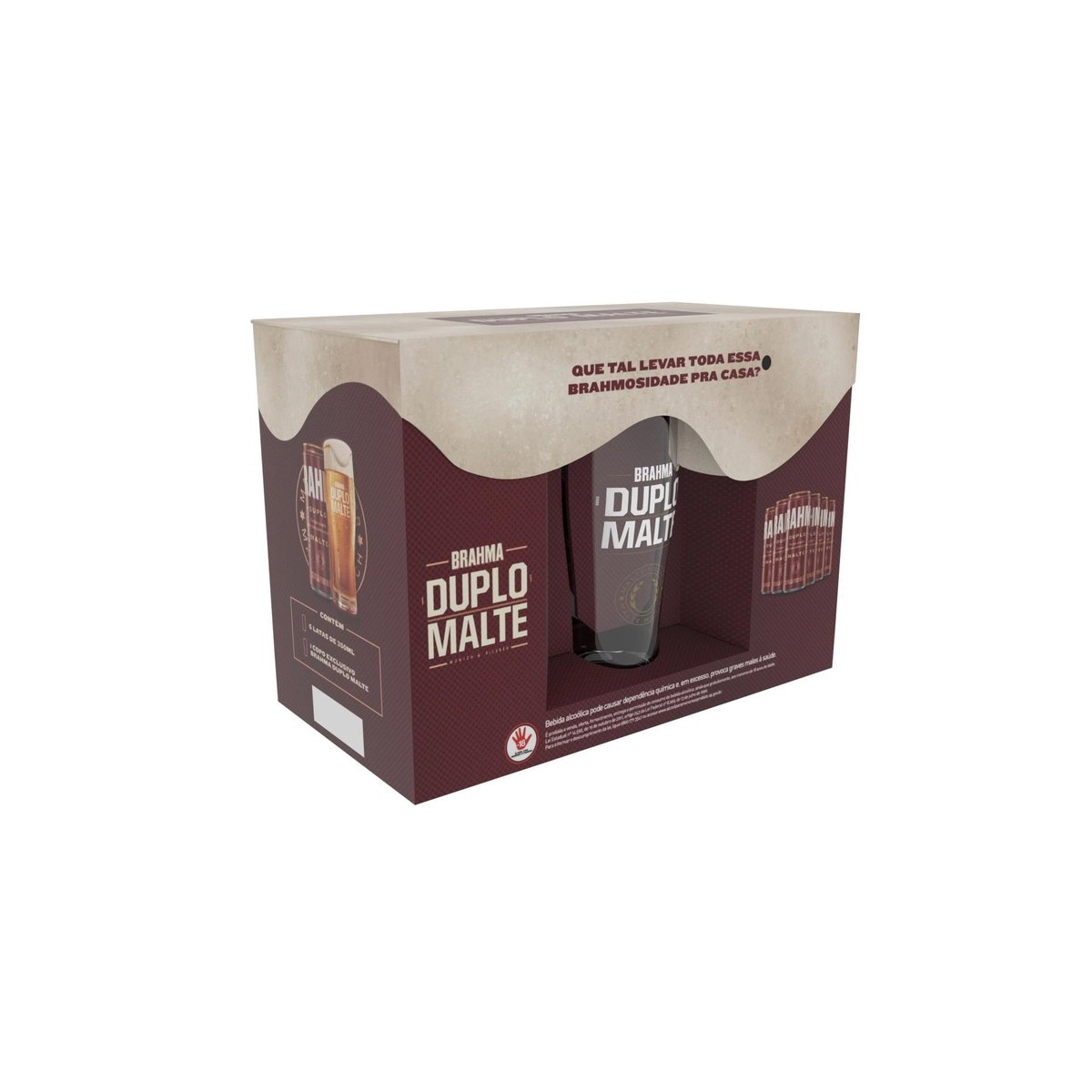 Kit Copo Cerveja Duplo Malte Brahma 6 Unidades 350ml Cada