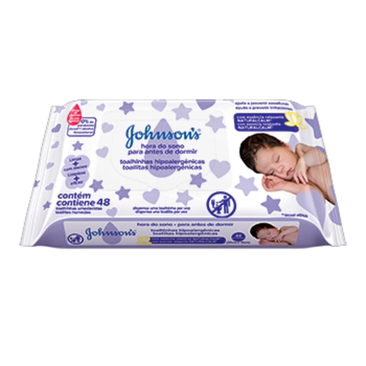 Toalha Umedecida Infantil Johnsons Hora Do Sono Pacote 48 Unidades