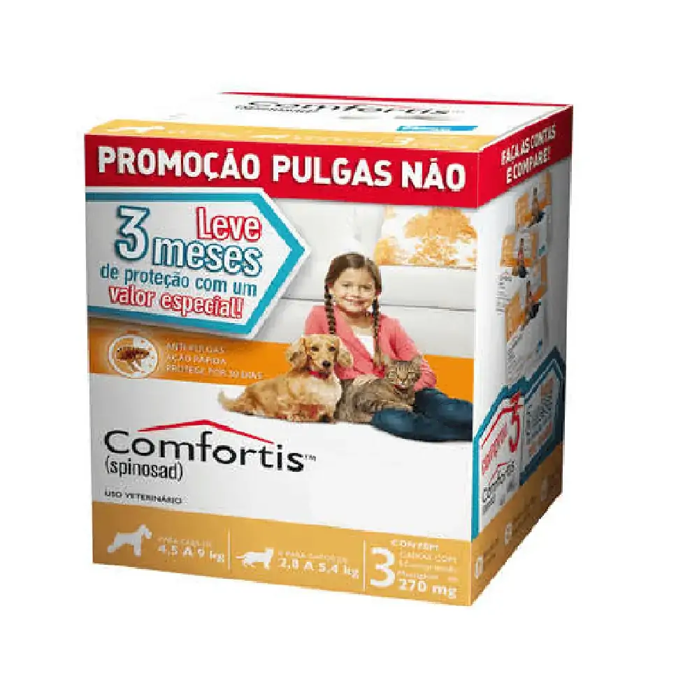 COMFORTIS P 270mg - para cães e gatos de 4,5 a 9kg - Caixa c/3