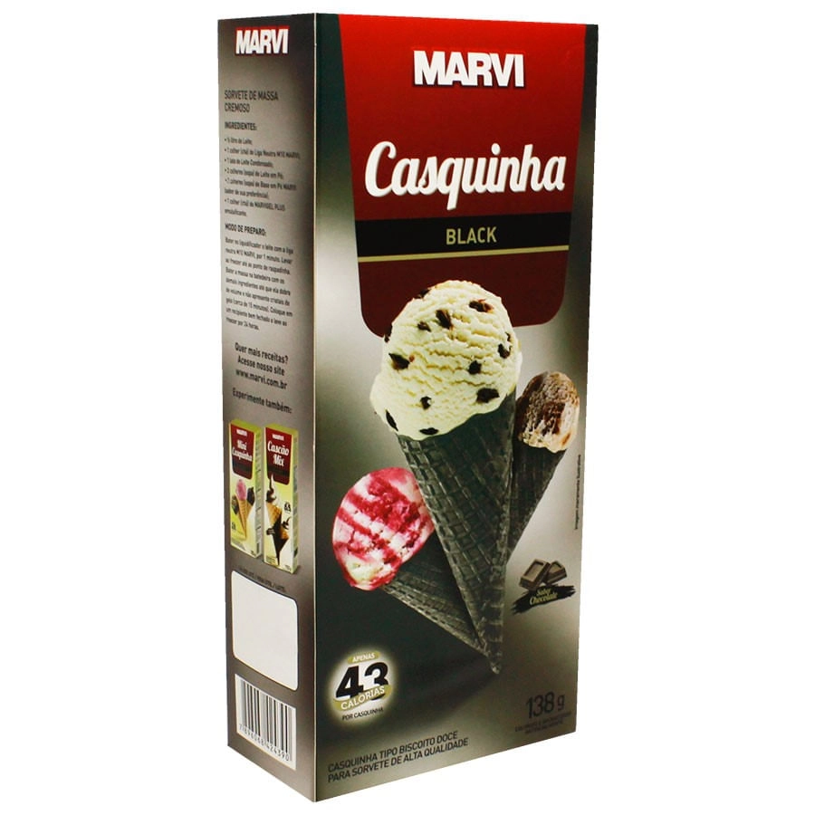Casquinha P/ Sorvete Marvi Black 138g
