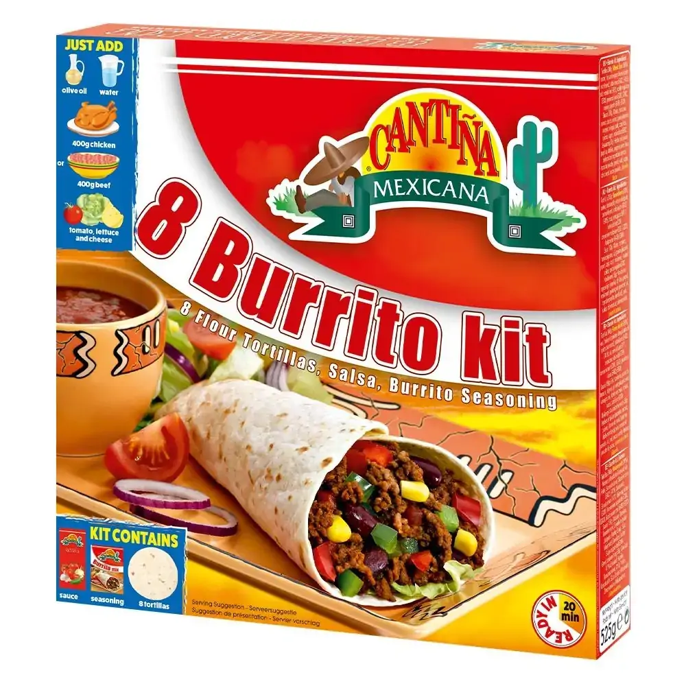 Kit Burrito Com 8 Tortillas, Molho e Tempero Cantina Mexicana 525gr