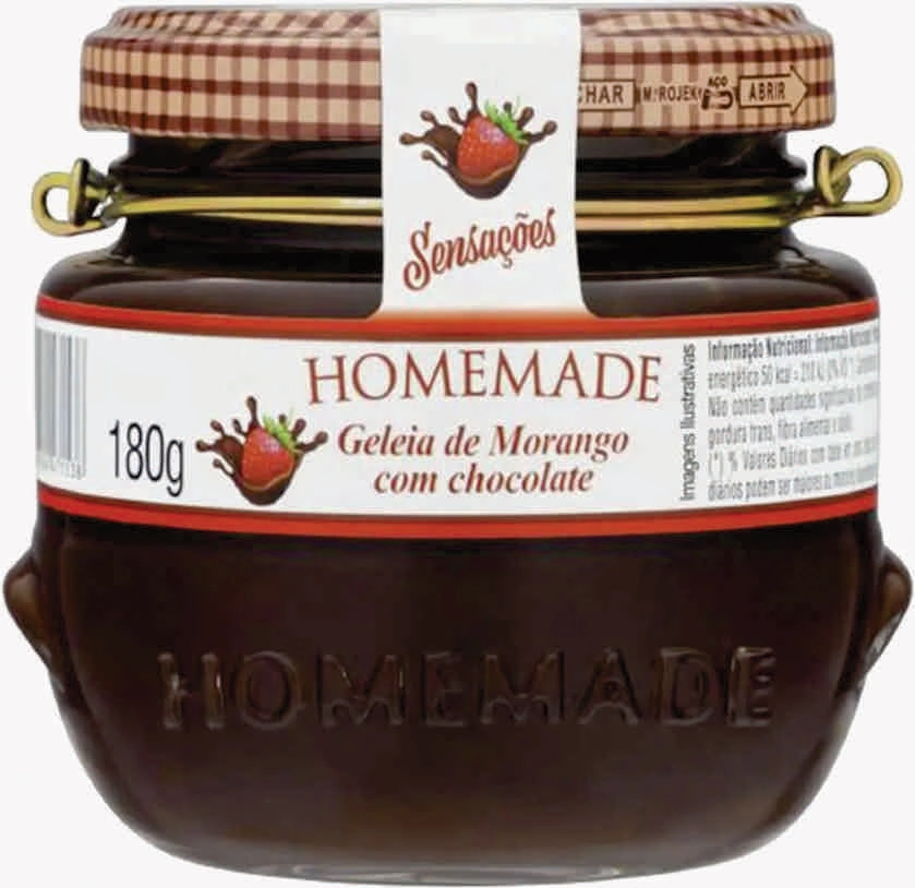 Geleia Morango Com Chocolate Homemade Sensações Vidro 180g