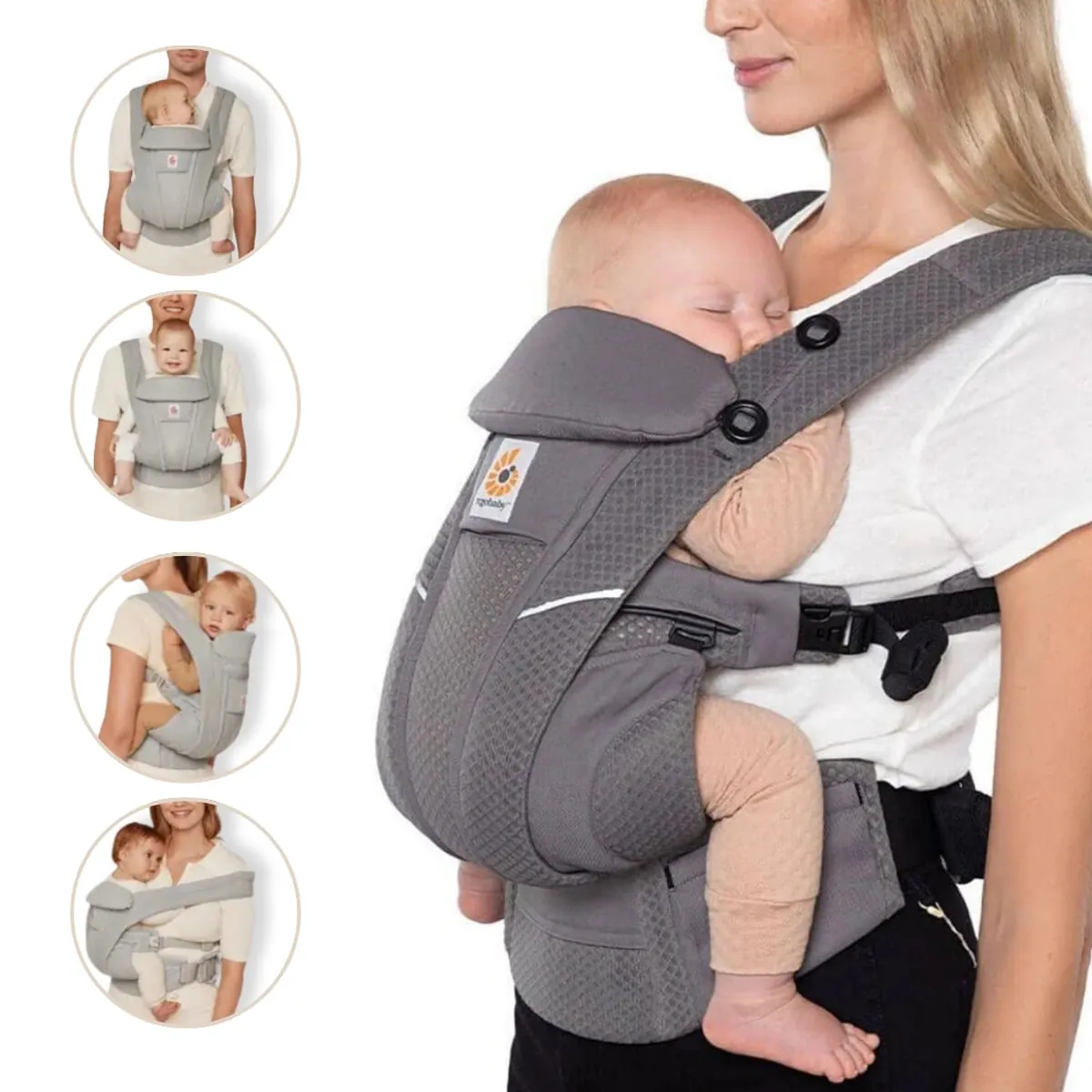 Canguru P/Bebê 4 Posições Ergonômico Deluxe Mesh Ergobaby - PRETO
