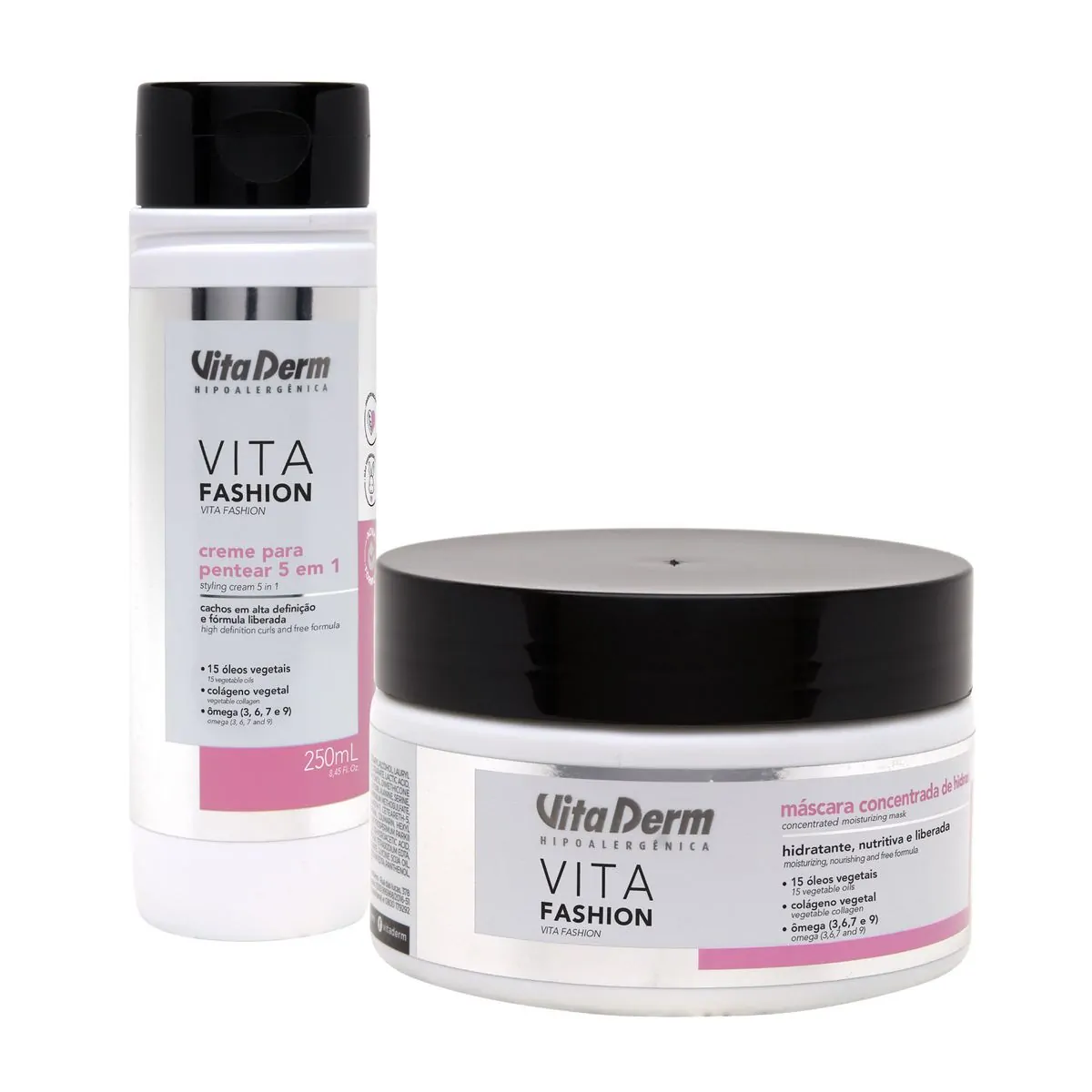 Kit Cachos Perfeitos - Máscara Vita Fashion 220g + Creme Para Pentear 5 em 1 Vita Fashion