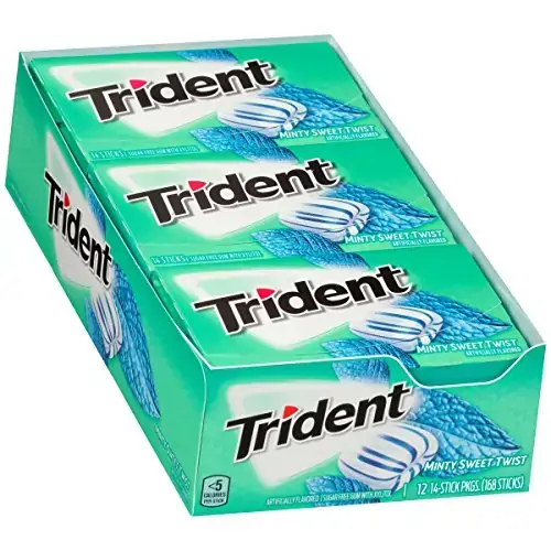 Trident Sugar Free Gum, Minty Sweet Twist, 14 Count 12 Pack