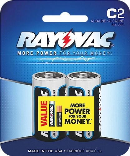 Rayovac Alkaline C Batteries, 814 2f, 2 Pack