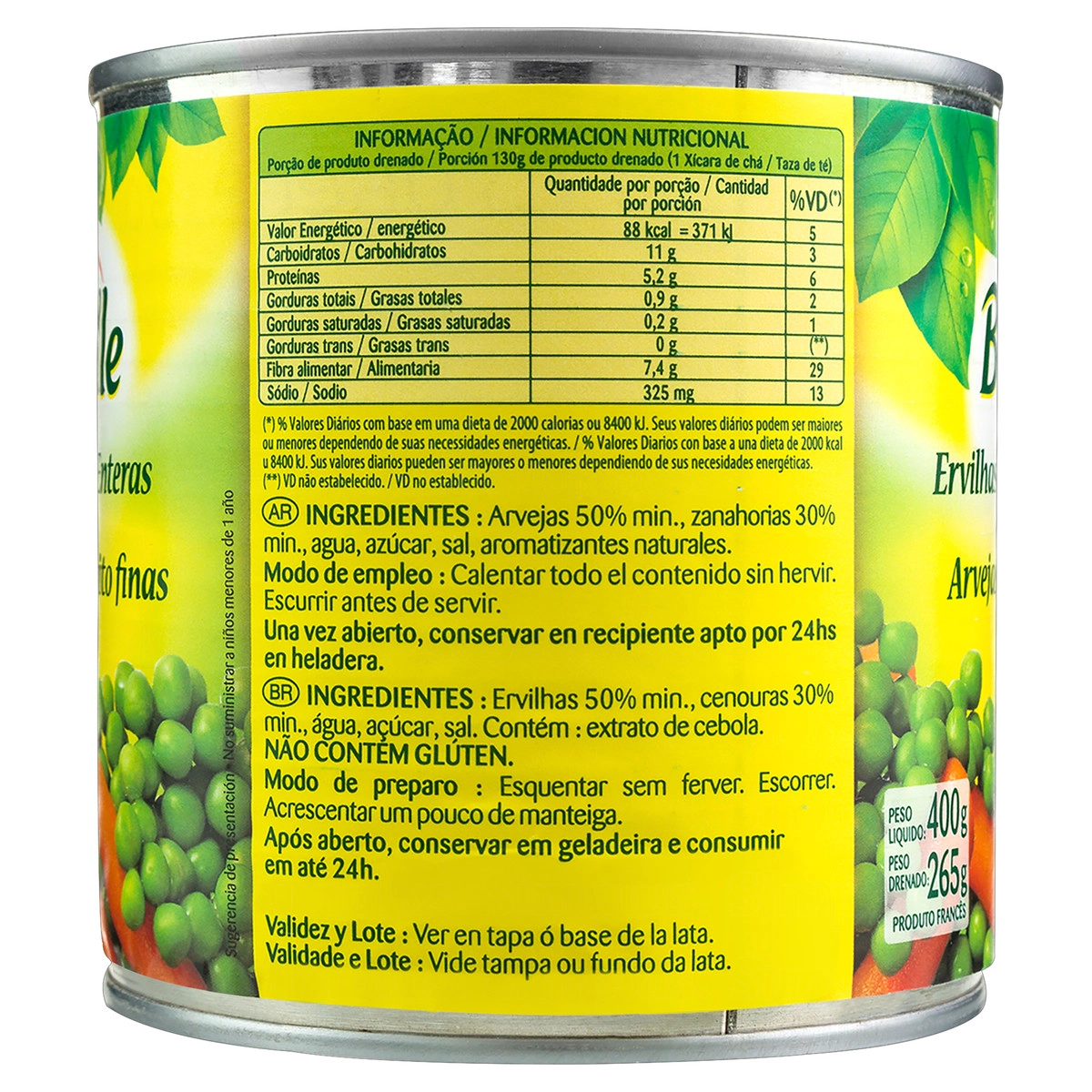 Ervilha E Cenoura Em Conserva Bonduelle Lata 265g