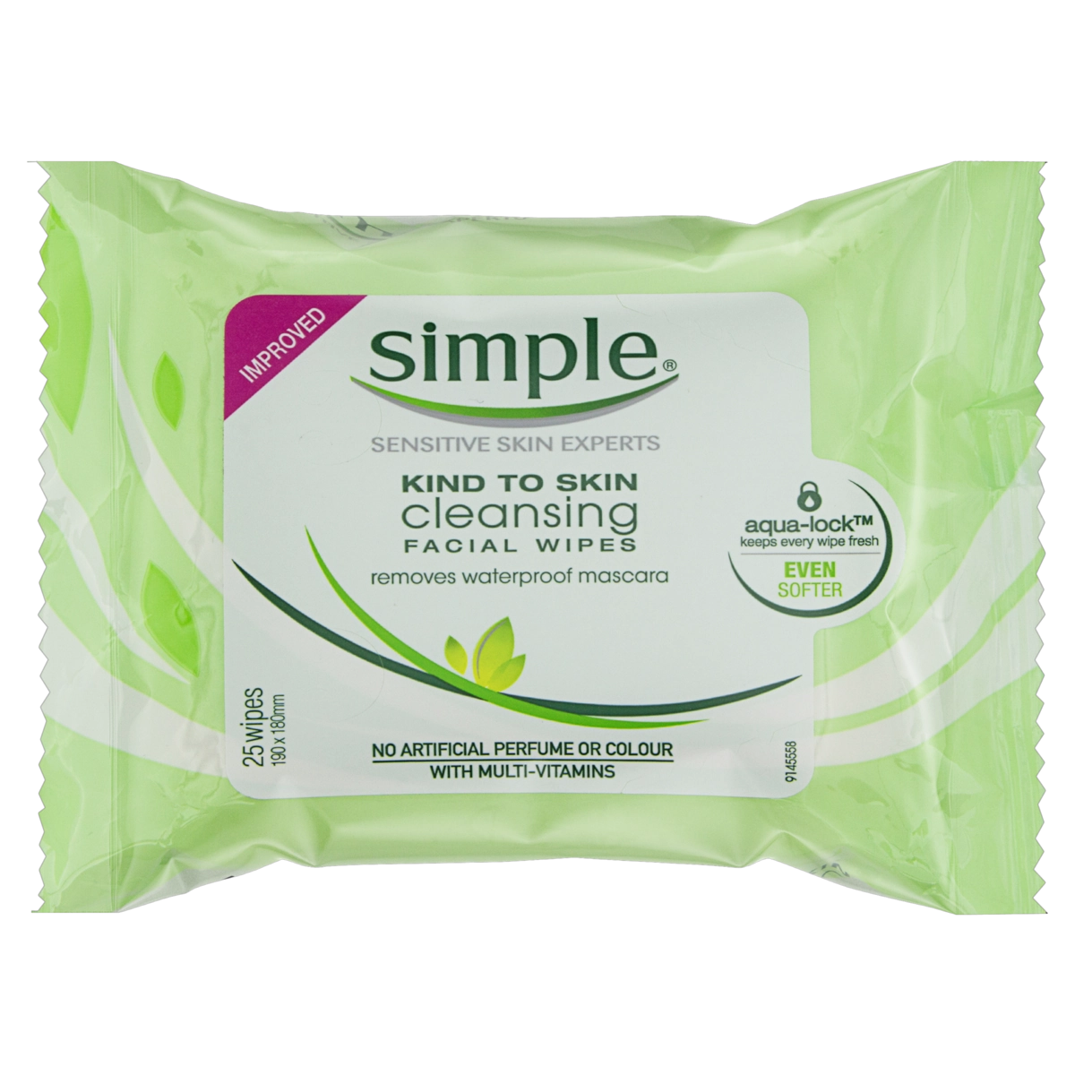 Lenço Umedecido De Limpeza Facial Sem Perfume Simple Kind To Skin Pacote 25 Unidades