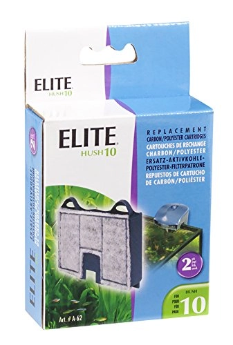 Elite Carbon Cartridge For Hush 10 Power Aquarium Filter, 2 Pack