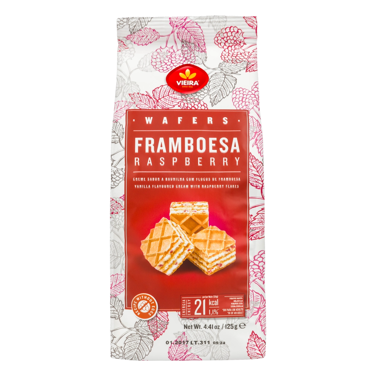Biscoito Wafer Framboesa Vieira Pacote 125g