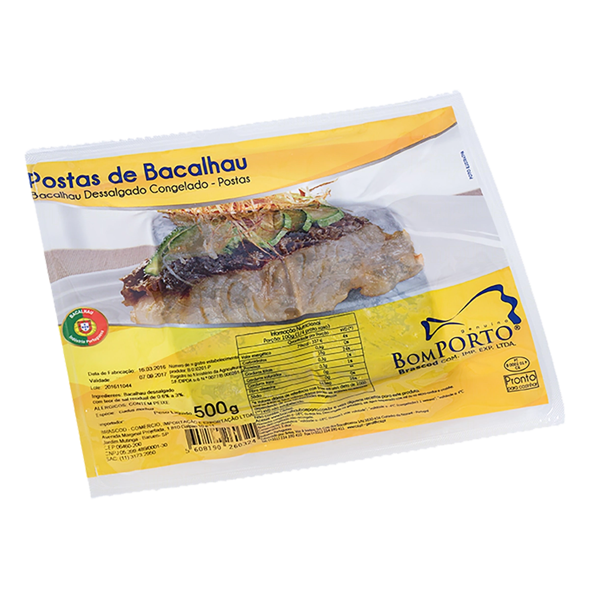 Posta De Bacalhau Congelado Dessalgado Bom Porto Pacote 500g