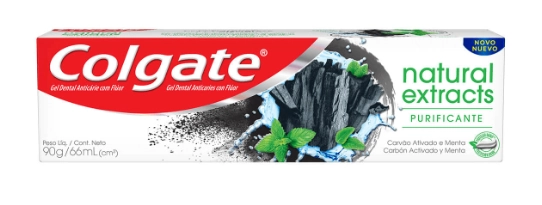 Gel Dental Carvão Ativado Menta Colgate Natural Extracts Purificante Caixa 90g