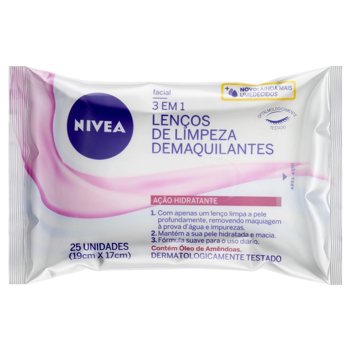 Lenço Umedecido Demaquilante Ação Hidratante Facial Nivea Pacote 25 Unidades