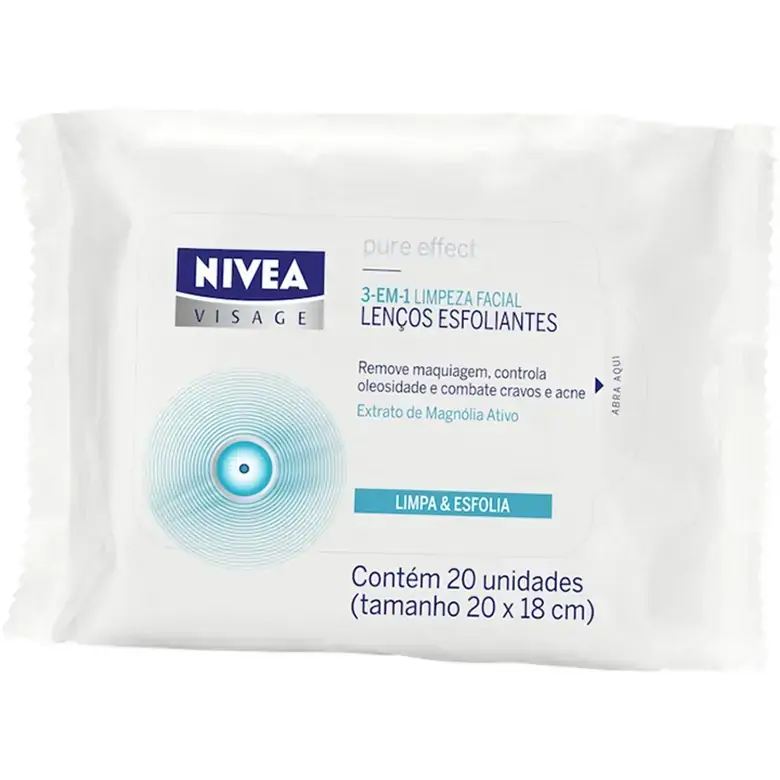 Lenço Umedecido Esfoliante Nivea Visage Pure Effect Lenço Esfoliante C/20
