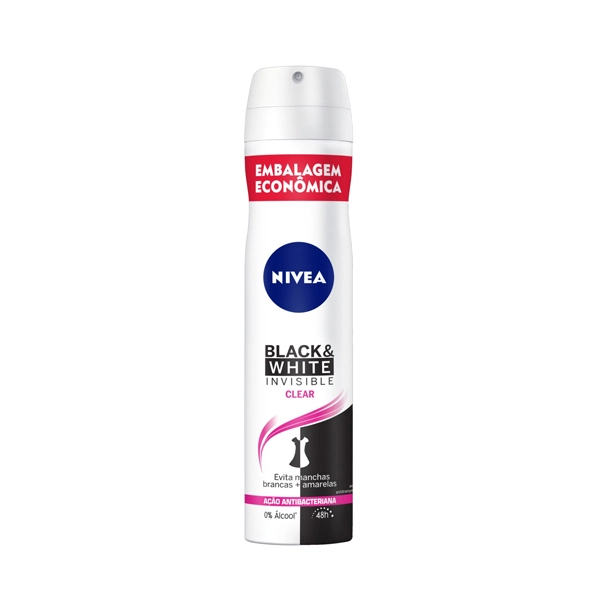 Antitranspirante Aerossol Nivea Invisible For Black White Clear 200ml Spray Embalagem Econômica