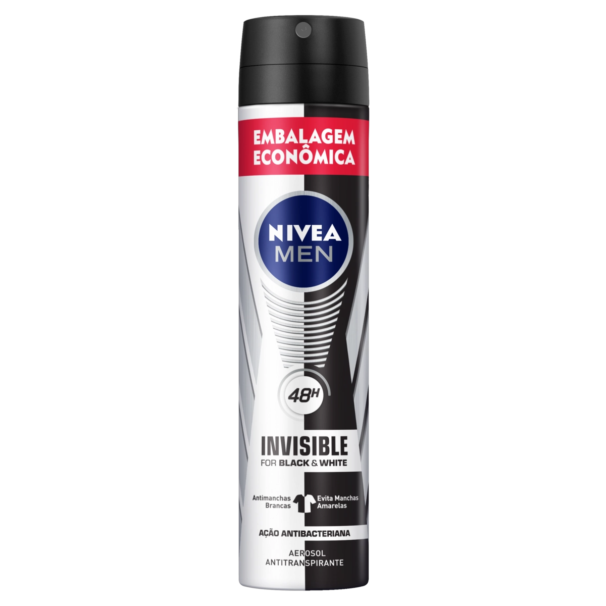 Antitranspirante Aerossol Nivea Men Invisible For Black White 200ml Spray Embalagem Econômica