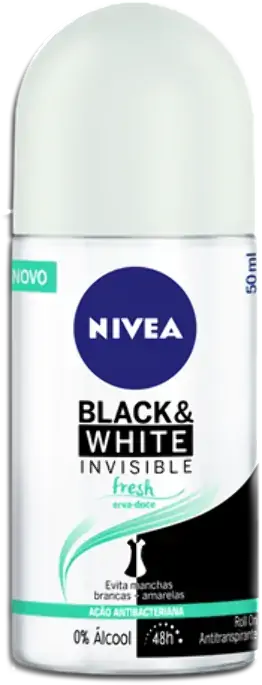 Antitranspirante Roll On Erva Doce Nivea Invisible For Black White Fresh 50ml