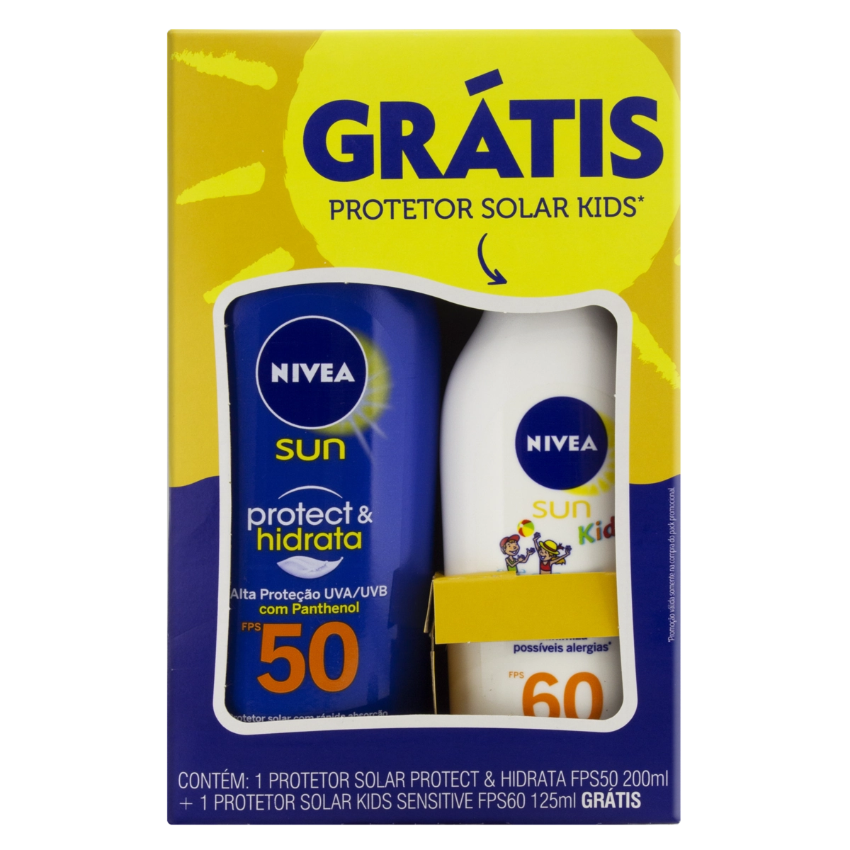 Protetor Solar Protect Hidrata Fps 50 Nivea Sun Frasco 200ml Grátis Protetor Solar Kids Fps 60 Nivea
