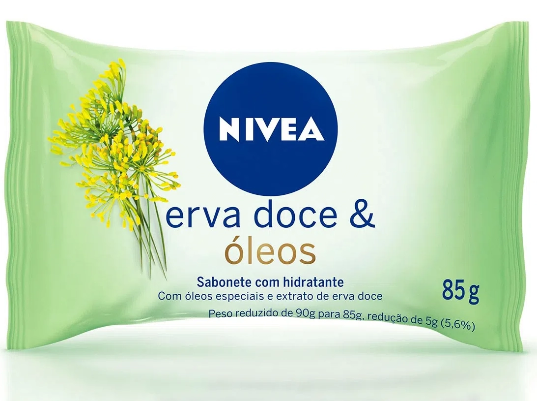 Sabonete Barra Hidratante Erva Doce óleos Nivea Flow Pack 85g