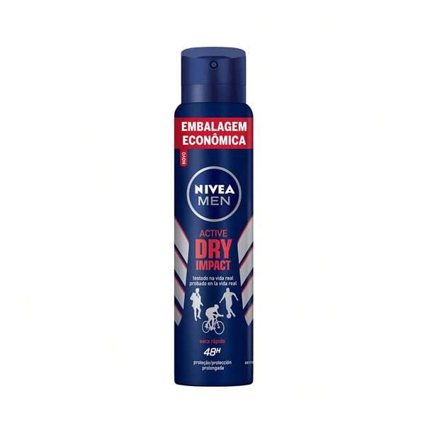 Antitranspirante Aerossol Dry Impact Nivea Men Active 200ml Spray Embalagem Econômica
