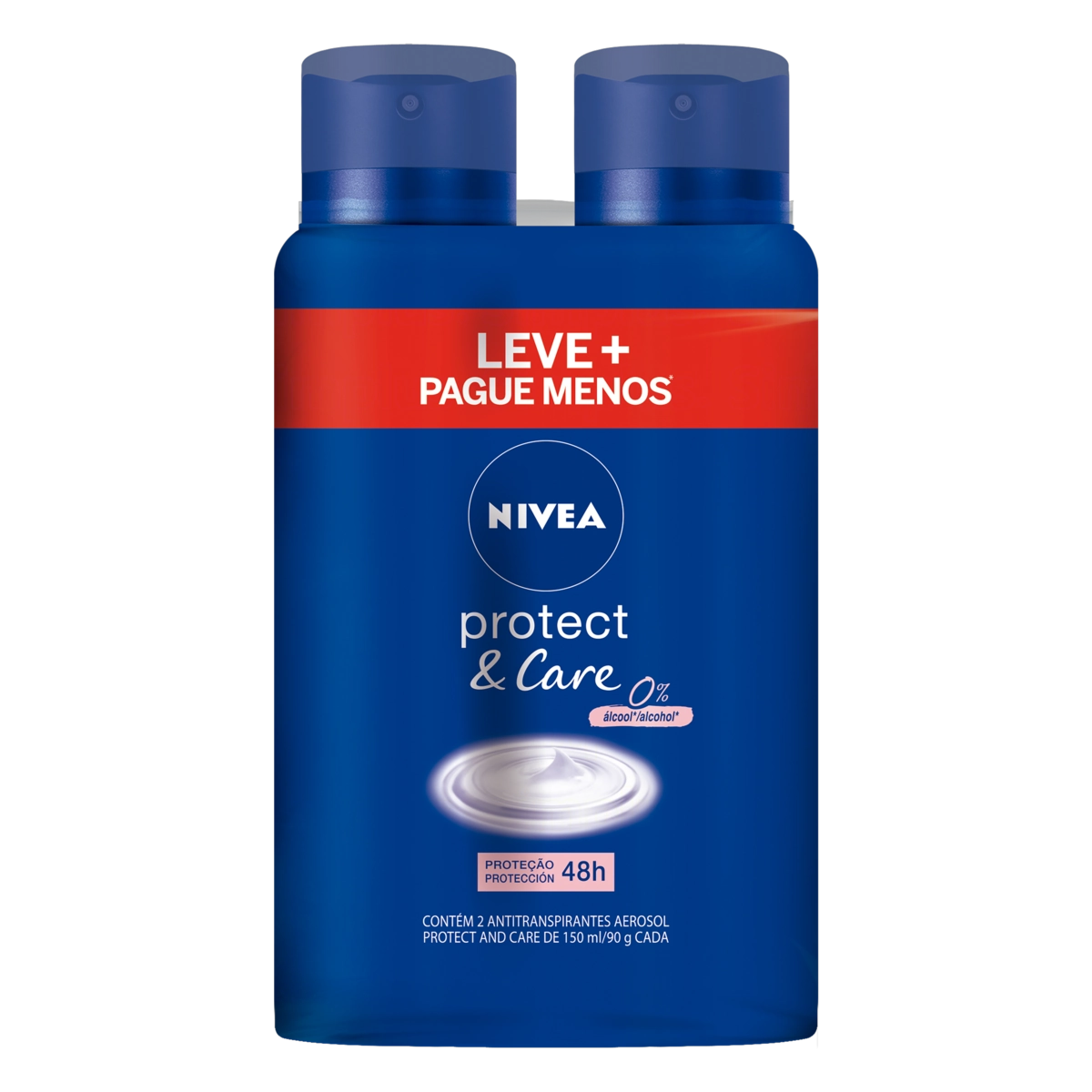 Pack Antitranspirante Aerossol Protect Care Nivea 2 Unidades 150ml Cada Spray Leve Mais Pague Menos