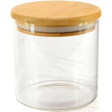 Pote De Vidro Tampa Bambu 500 Ml
