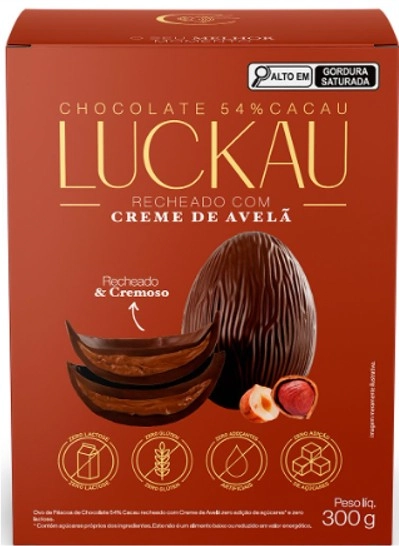 Ovo Pascoa Luckau Trufado Choc 54 Cacau C/avela 300g