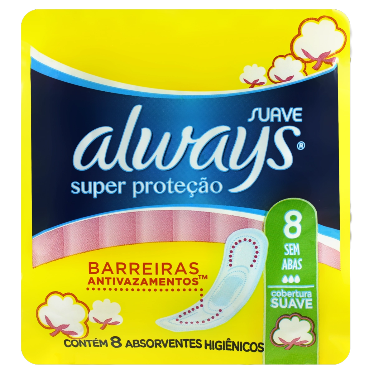 Absorvente Sem Abas Suave Always Super Proteção Pacote 8 Unidades