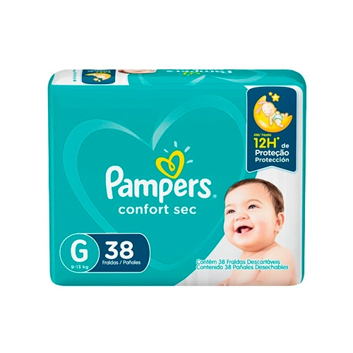 Fralda Descartável Infantil Pampers Confort Sec G Pacote 38 Unidades
