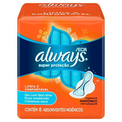 Absorvente Com Abas Seca Always Pequeno Pacote 8 Unidades