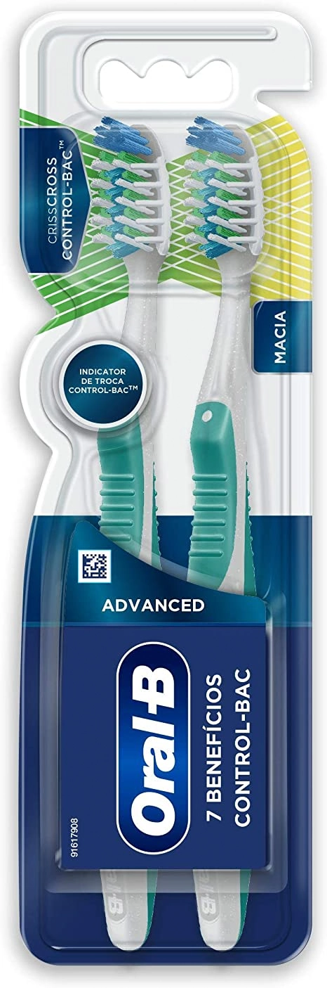 Escova Dental Macia Advanced Oral B 7 Benefícios Control Bac 2 Unidades