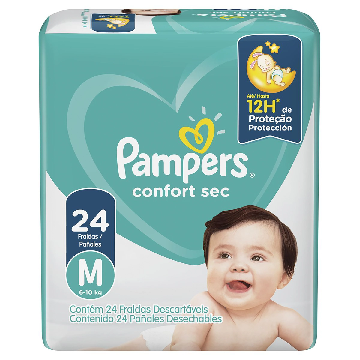 Fralda Descartável Infantil Pampers Confort Sec M Pacote 24 Unidades