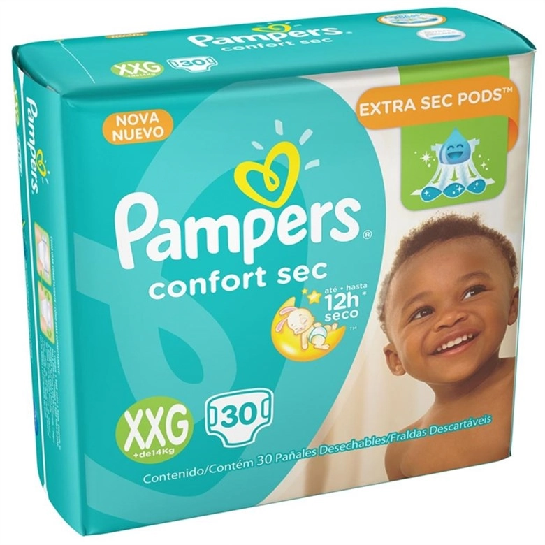 Fralda Descartável Infantil Pampers Confort Sec Xxg Pacote 30 Unidades