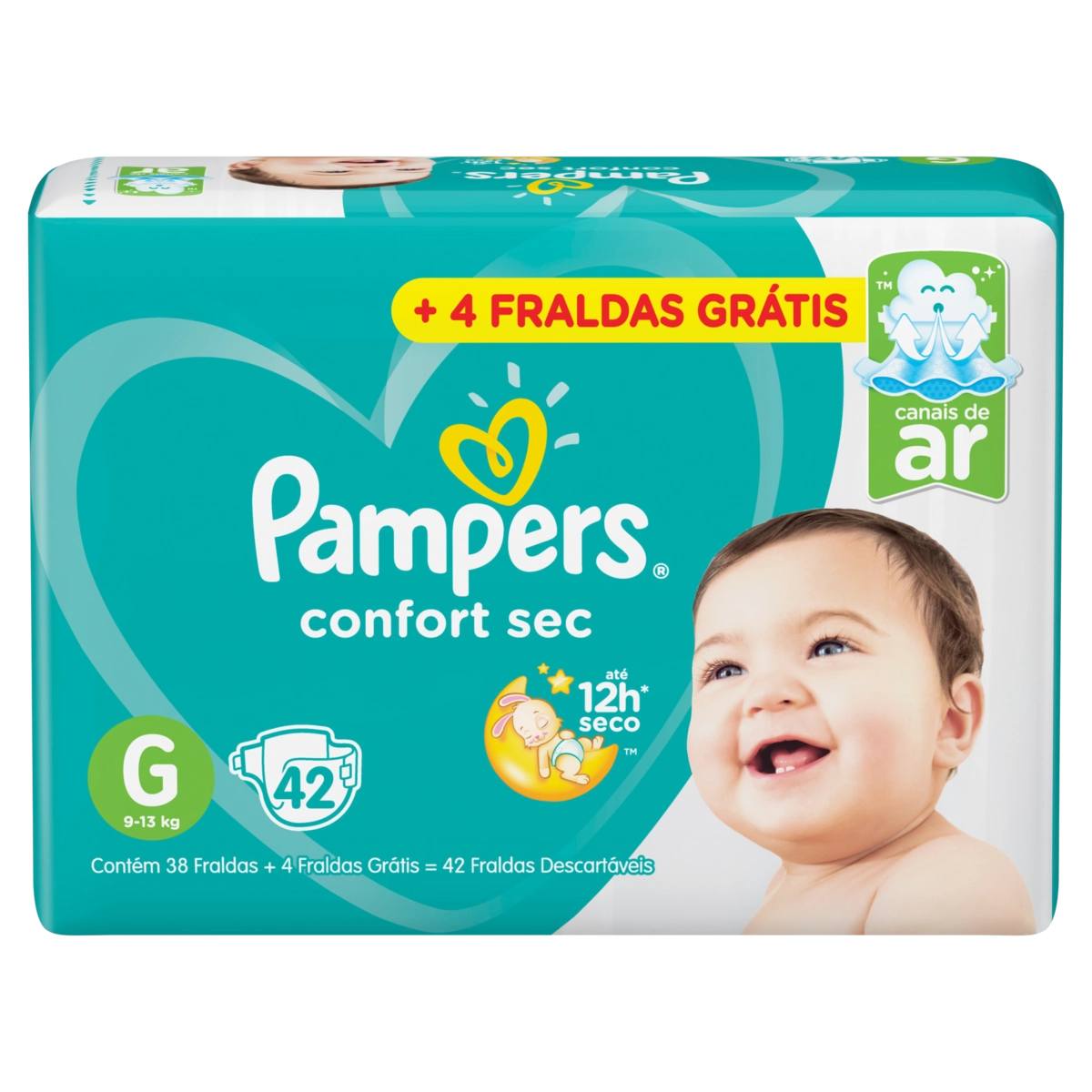 Fralda Descartável Infantil Pampers Confort Sec G Pacote 42 Unidades