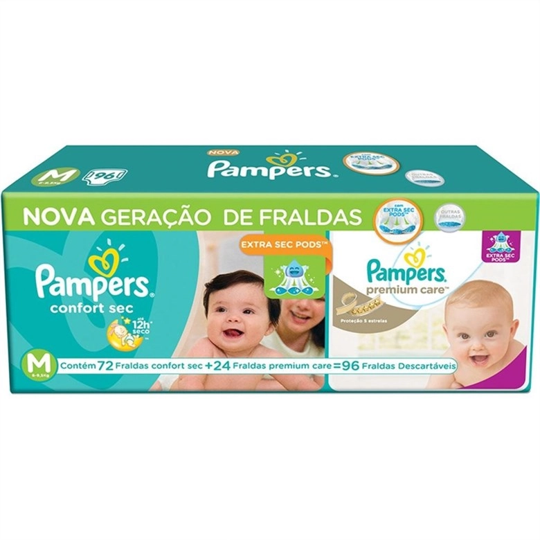 Fralda Infantil Pampers Comfort Sec C/72 Premium C/24 M Unit