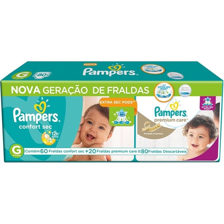 Fralda Infantil Pampers Comfort Sec C/60 Premium C/20 G Unit